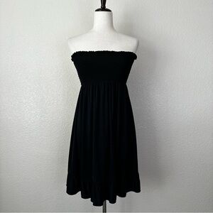Juicy Couture Y2K Black Smocked Swim Cover Up Mini Dress, Size SP